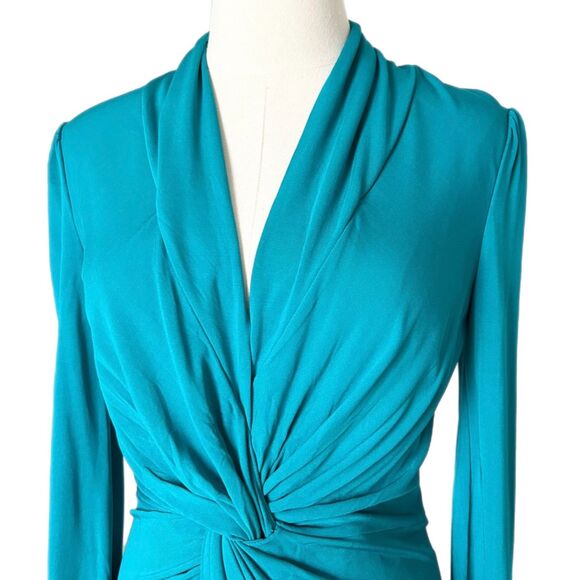 Diane Von Furstenberg Stacia Front Twist Layered Jersey Midi Dress Teal Size 6 - Picture 3 of 6